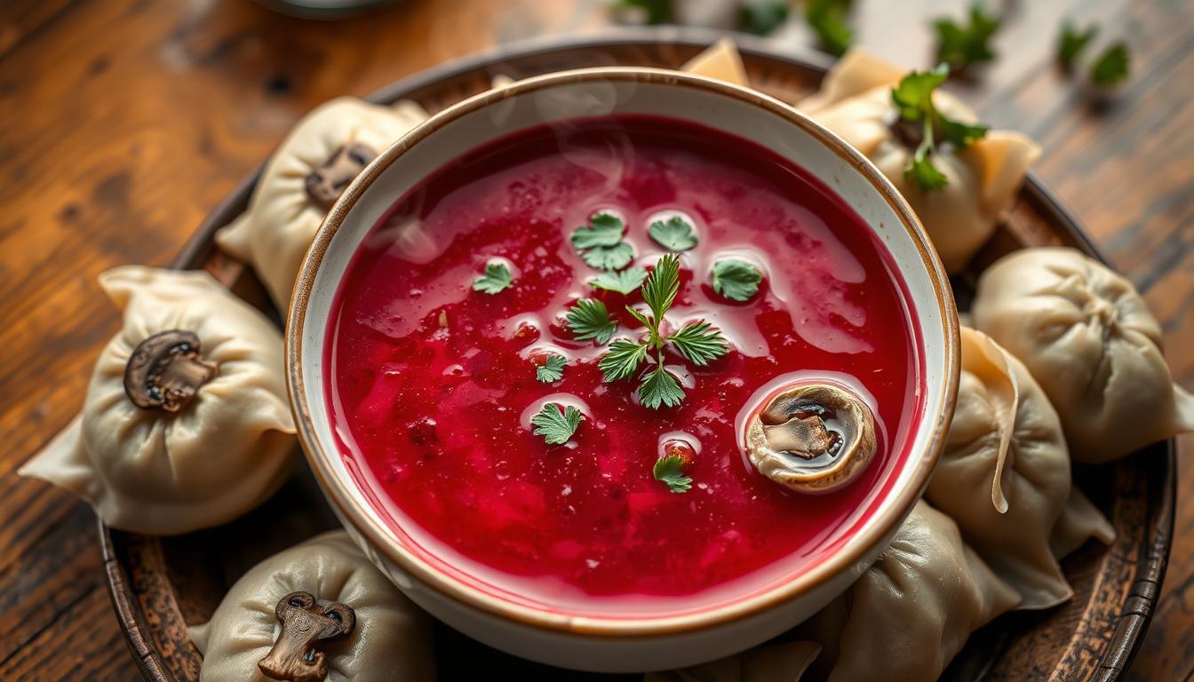 Barszcz czerwony – Rote-Bete-Suppe, meist klar serviert, oft mit ...