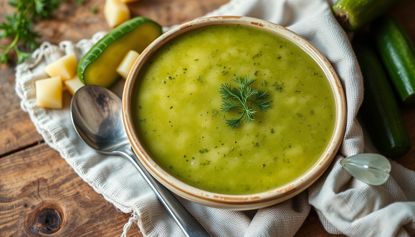 Zupa ogórkowa – Gurkensuppe aus eingelegten Gurken und Kartoffeln.
